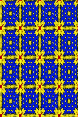 Sarı, mavi ve kırmızı renkleri içeren Hindistan 'dan esinlenilmiş grafik. Homurdanma ve açılı vuruşlar görüntüye tüylü bir dokunuş verir. Büyük sarı X bir dizi karenin her köşesinde bulunur..