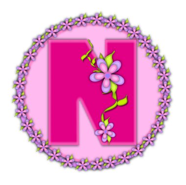 Alfabedeki N harfi Daisy Chain 'i belirledi, yumuşak pembedir. Mektup yuvarlak bir çemberin üzerinde, bir papatya çemberiyle birlikte duruyor. Mektuplar asma ve çiçeklerle de süslenir..