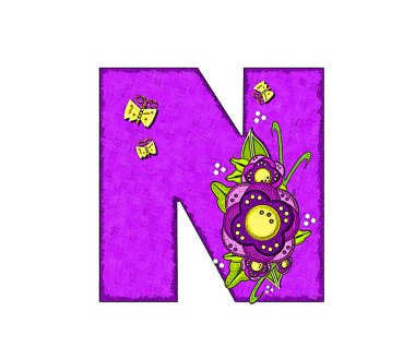 The letter N, in the alphabet set 