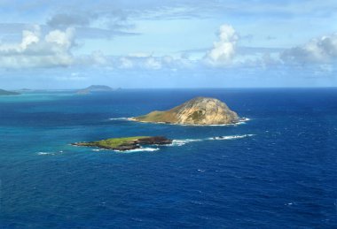 Makapuu Lighthouse Trail ends with an overlook that encompasses the offshore islands of Oahu, Hawaii including Manana Island. clipart