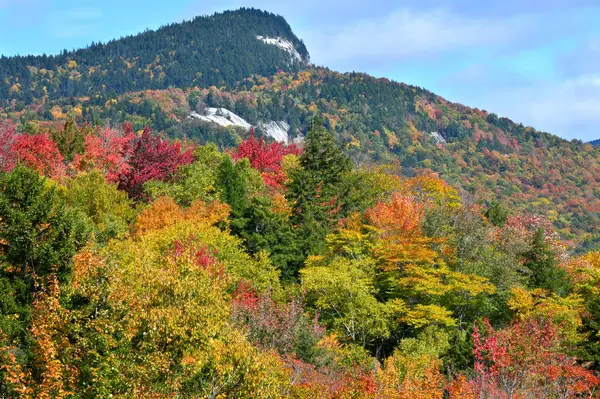 New Hampshire 'daki Kancamangus Otobanı' na bakan manzaralardan biri Sugar Hill Manzarası. Sonbahar rengi isyanı görüntünün önplanını doldurur.