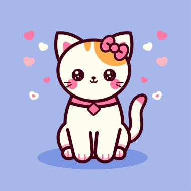 Güzel kedi çizimi, düz vektör konsepti.