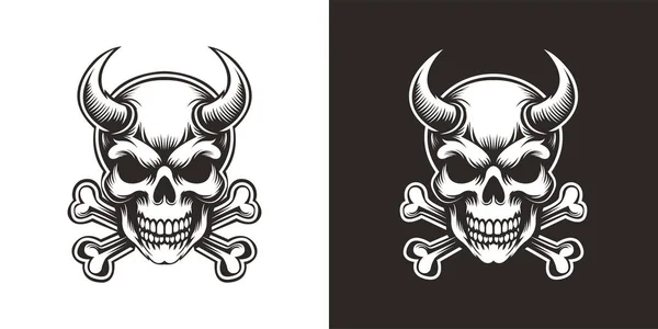 Boynuz kafatası dövme vektörü