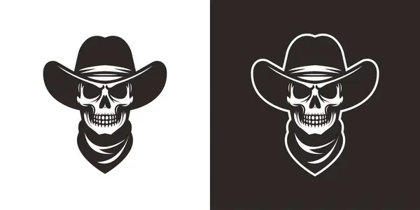 Kovboy kafatası dövmesinin vektör çizimi