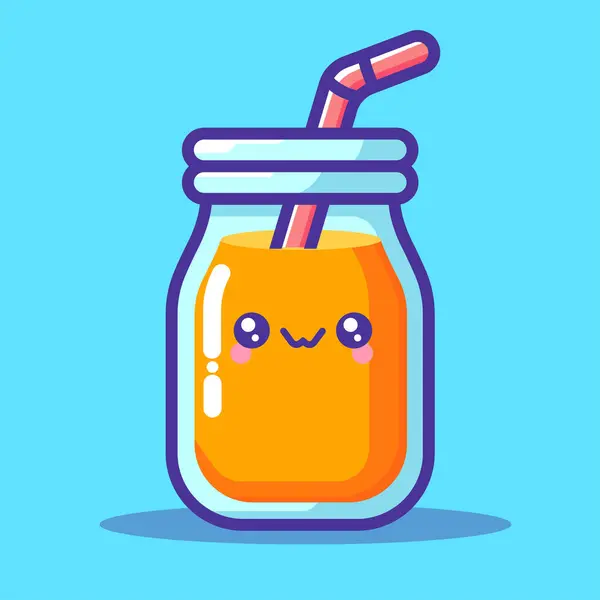 Tatlı mango suyu, çizgi film vektör çizimi.