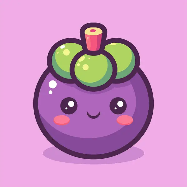 Tatlı mangosteen meyvesi, karikatür vektör çizimi