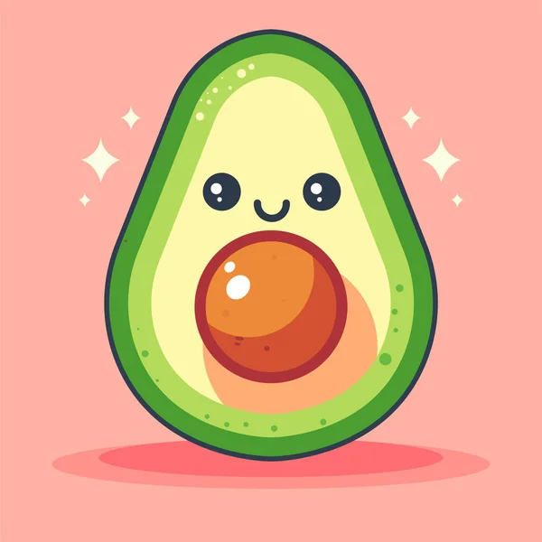 Tatlı avokado meyvesi, çizgi film vektör çizimi