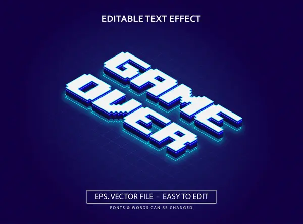 Modern oyun tarzında 3B izometrik metin efekti