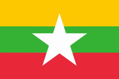 Myanmar bayrağı. Bayrak simgesi. Standart renk.