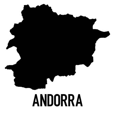 andorra Haritası - Beyaz zemin üzerinde yüksek detaylı izole edilmiş siyah Dünya Haritası Uluslararası vektör şablonu - Vektör