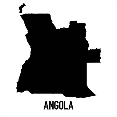 angola Haritası - Beyaz zemin üzerinde yüksek detaylı izole edilmiş siyah Dünya Haritası Uluslararası vektör şablonu - Vektör