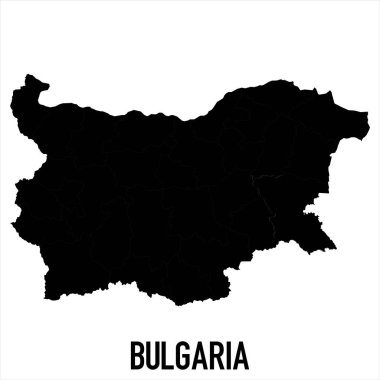Bulgaristan Haritası - Beyaz zemin üzerinde yüksek ayrıntılı izole edilmiş siyah Dünya Haritası Uluslararası vektör şablonu - Vektör