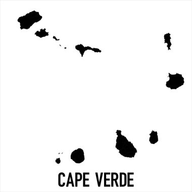 Cape Verde Haritası - Beyaz zemin üzerinde yüksek detaylı izole edilmiş siyah Dünya Haritası Uluslararası vektör şablonu - Vektör