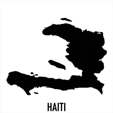 Haiti Haritası - Beyaz zemin üzerinde yüksek detaylı izole edilmiş siyah Dünya Haritası Uluslararası vektör şablonu - Vektör