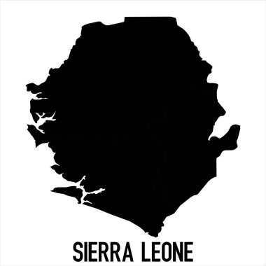 Sierra Leone Haritası - Beyaz zemin üzerinde yüksek detaylı izole edilmiş siyah Dünya Haritası Uluslararası vektör şablonu - Vektör