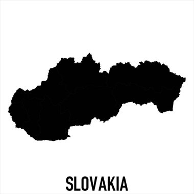 Slovakya Haritası - Beyaz zemin üzerinde yüksek detaylı izole edilmiş siyah Dünya Haritası Uluslararası vektör şablonu - Vektör