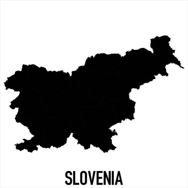 Slovenya Haritası - Beyaz zemin üzerinde yüksek ayrıntılı izole edilmiş siyah Dünya Haritası Uluslararası vektör şablonu - Vektör