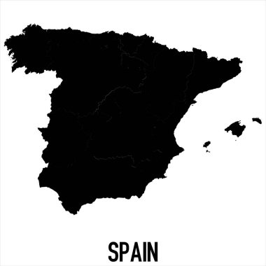 Krallık Haritası - Beyaz zemin üzerinde yüksek detaylı izole edilmiş siyah Dünya Haritası Uluslararası vektör şablonu - Vektör