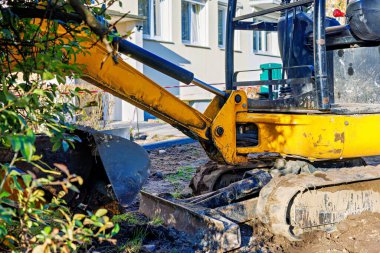 Evin önünde çamurda duran küçük bir sürüngen kazıcısının parçası. Yüksek kalite fotoğraf