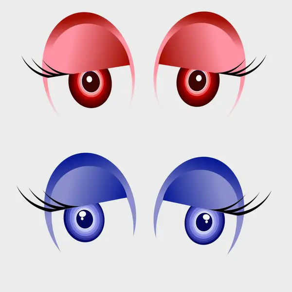 Cartoon Eye: Beautiful multicolor eyes, white background. Only shapes are used. Vector illustration