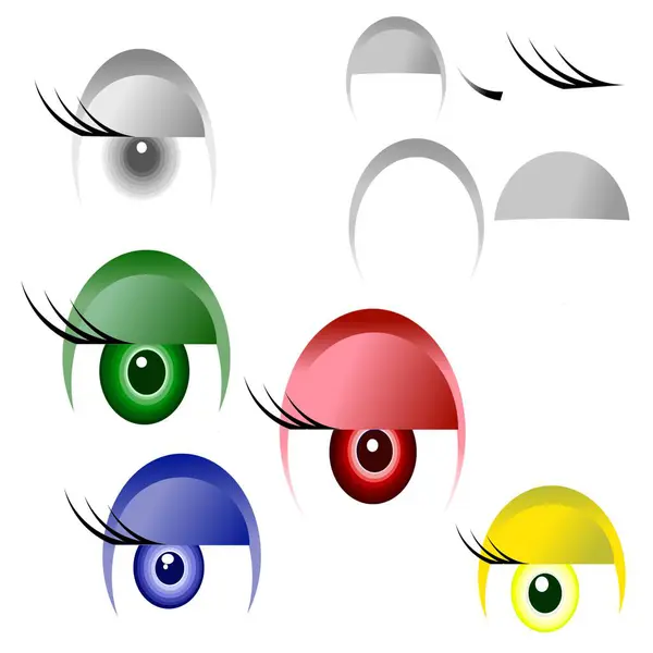 Cartoon Eye: Easy making beautiful eyes step by step.Only shapes are used. Vector illustration