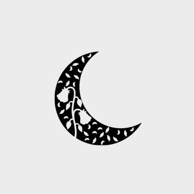 Ay 'ın şekli: Siyah-beyaz dokular, kesme şekilleri, beyaz arka planda izole edilmiş kara ay.
