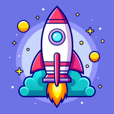 Şirket kurmak için roket ve fotokopi alanı çizimi ve bitcoin reklamları.