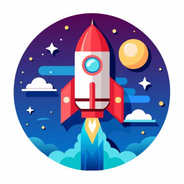 Şirket kurmak için roket ve fotokopi alanı çizimi ve bitcoin reklamları.