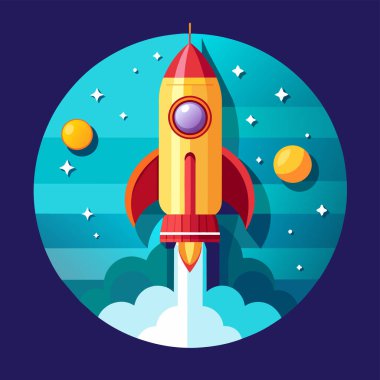 Şirket kurmak için roket ve fotokopi alanı çizimi ve bitcoin reklamları.