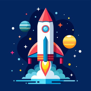 Şirket kurmak için roket ve fotokopi alanı çizimi ve bitcoin reklamları.