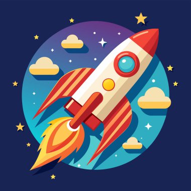 Şirket kurmak için roket ve fotokopi alanı çizimi ve bitcoin reklamları.