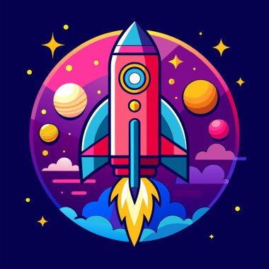 Şirket kurmak için roket ve fotokopi alanı çizimi ve bitcoin reklamları.