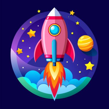 Şirket kurmak için roket ve fotokopi alanı çizimi ve bitcoin reklamları.