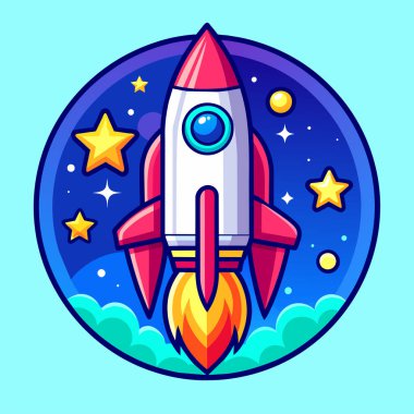 Şirket kurmak için roket ve fotokopi alanı çizimi ve bitcoin reklamları.