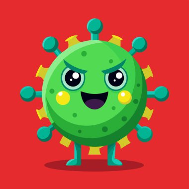 Karakter canavarı virüs Coronavirus, Bakteri, mikroplar, sevimli mikroplar ve komik yüzlü karikatür vektör karakterleri..