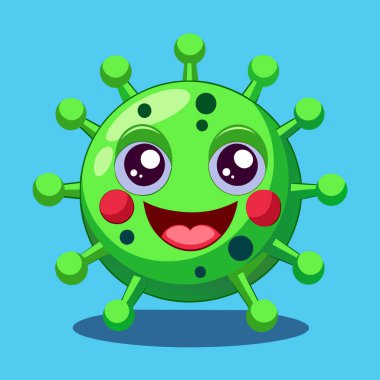 Karakter canavarı virüs Coronavirus, Bakteri, mikroplar, sevimli mikroplar ve komik yüzlü karikatür vektör karakterleri..