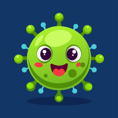 Karakter canavarı virüs Coronavirus, Bakteri, mikroplar, sevimli mikroplar ve komik yüzlü karikatür vektör karakterleri..