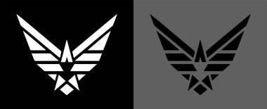 Yıldız ikonlu kanat. Askeri rozet. Ordu kanat sembolü. Kanatların ordu koleksiyonu işaretleri. Stok vektörü