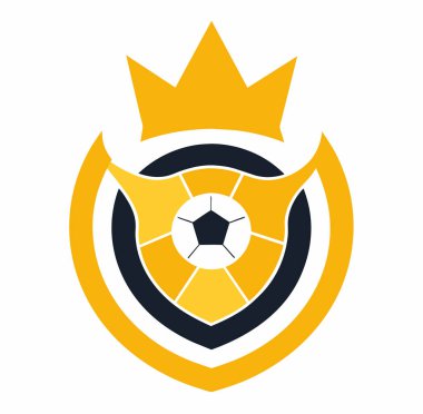 Futbol logosu, top elemanı, futbol, zarif futbol logosu. Zarif Modern Futbol Rozeti logosu tasarımları, Soccer Amblem logo vektör çizimi