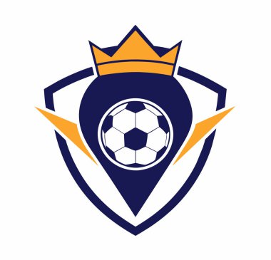 Futbol logosu, top elemanı, futbol, zarif futbol logosu. Zarif Modern Futbol Rozeti logosu tasarımları, Soccer Amblem logo vektör çizimi