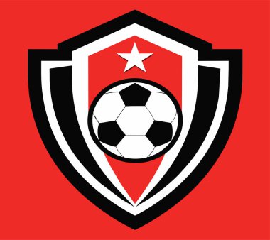 Futbol logosu, top elemanı, futbol, zarif futbol logosu. Zarif Modern Futbol Rozeti logosu tasarımları, Soccer Amblem logo vektör çizimi