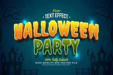 Cadılar Bayramı Partisi Metin Efekti 3B Düzenlenebilir Yazı Tipi Arkaplanı Koyu