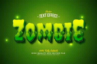 Zombi Metni Efekti 3B Düzenlenebilir Yazı Tipi Arkaplanı Yeşil