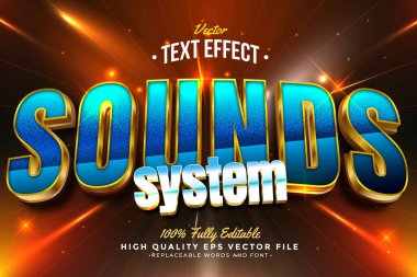 Ses Sistemi Metin Efekti 3B Düzenlenebilir Yazı Tipi Arkaplanı Koyu