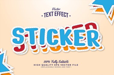 Sticker Text Effect 3D Editable Font Background Gradient clipart