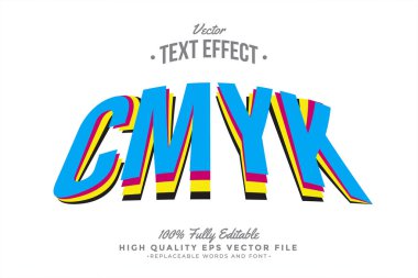 Cmyk Metin Efekti 3B Düzenlenebilir Yazı Tipi Arkaplanı Beyaz