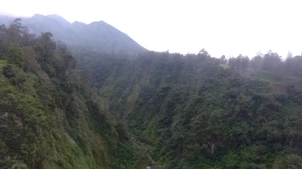 Letecký Dron Vystřelil Svahu Zeleného Lesa Mount Merapi — Stock video