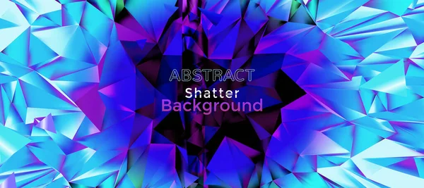 抽象矢量蓝色紫色冰晶全息粉碎复古风格的多边形 文本背景为黑暗空间 图库插图