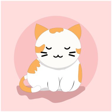 Tatlı uyuyan bebek kedi. İyi geceler ve tatlı rüyalar. Bebek partisi için vektör illüstrasyonu, tebrik kartı, parti davetiyesi, moda kıyafetleri baskısı..