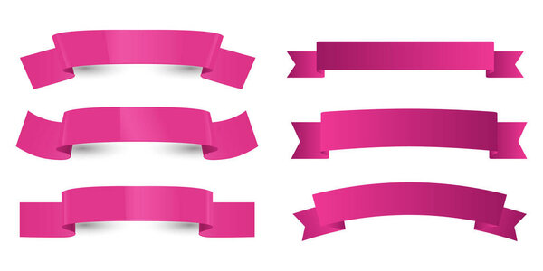набор розовых лент плоская концепция дизайна. Брендинг и продажа украшения. векторная иллюстрация. изолированные на белом фоне.
